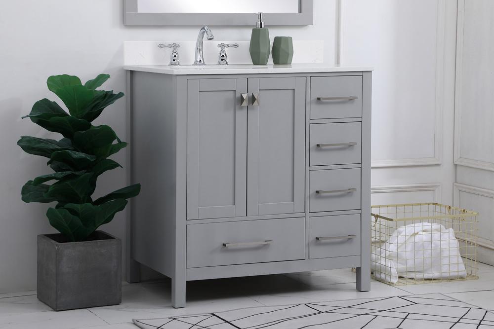Elegant Furniture & Lighting - Irene 32 inch Single Bathroom Vanity in Gray with Backsplash - VF18832GR-BS veiw 8