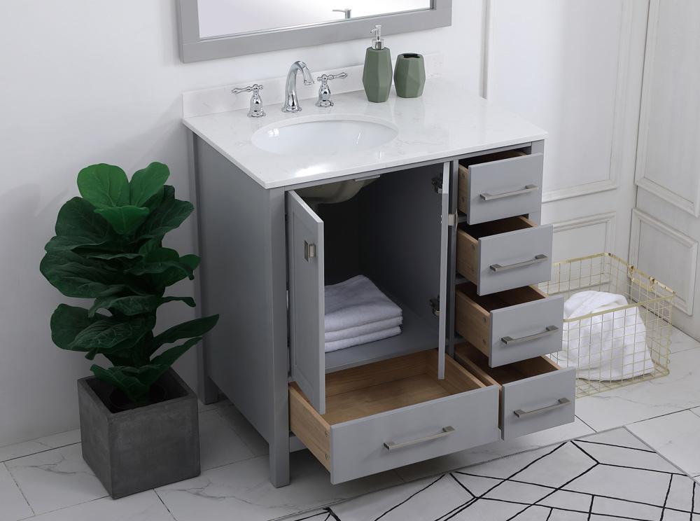 Elegant Furniture & Lighting - Irene 32 inch Single Bathroom Vanity in Gray with Backsplash - VF18832GR-BS veiw 9