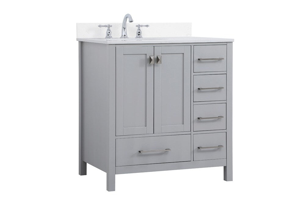 Elegant Furniture & Lighting - Irene 32 inch Single Bathroom Vanity in Gray with Backsplash - VF18832GR-BS veiw 13