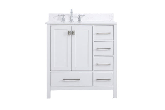 Elegant Furniture & Lighting - Irene 32 inch Single Bathroom Vanity in White with Backsplash - VF18832WH-BS veiw 1