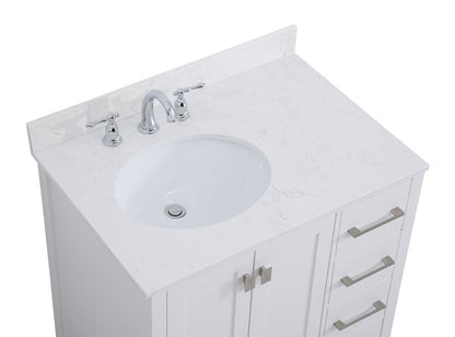 Elegant Furniture & Lighting - Irene 32 inch Single Bathroom Vanity in White with Backsplash - VF18832WH-BS veiw 3