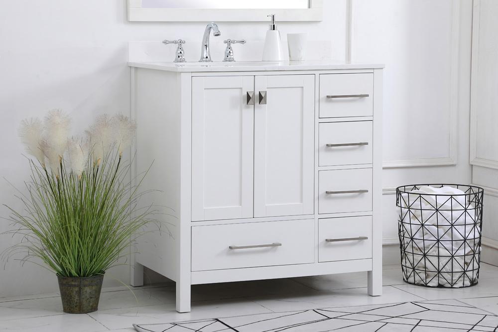 Elegant Furniture & Lighting - Irene 32 inch Single Bathroom Vanity in White with Backsplash - VF18832WH-BS veiw 8