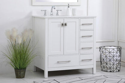 Elegant Furniture & Lighting - Irene 32 inch Single Bathroom Vanity in White with Backsplash - VF18832WH-BS veiw 8