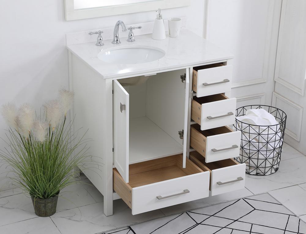 Elegant Furniture & Lighting - Irene 32 inch Single Bathroom Vanity in White with Backsplash - VF18832WH-BS veiw 9