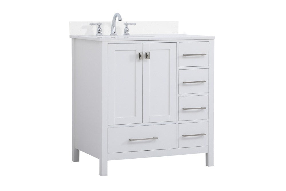 Elegant Furniture & Lighting - Irene 32 inch Single Bathroom Vanity in White with Backsplash - VF18832WH-BS veiw 13