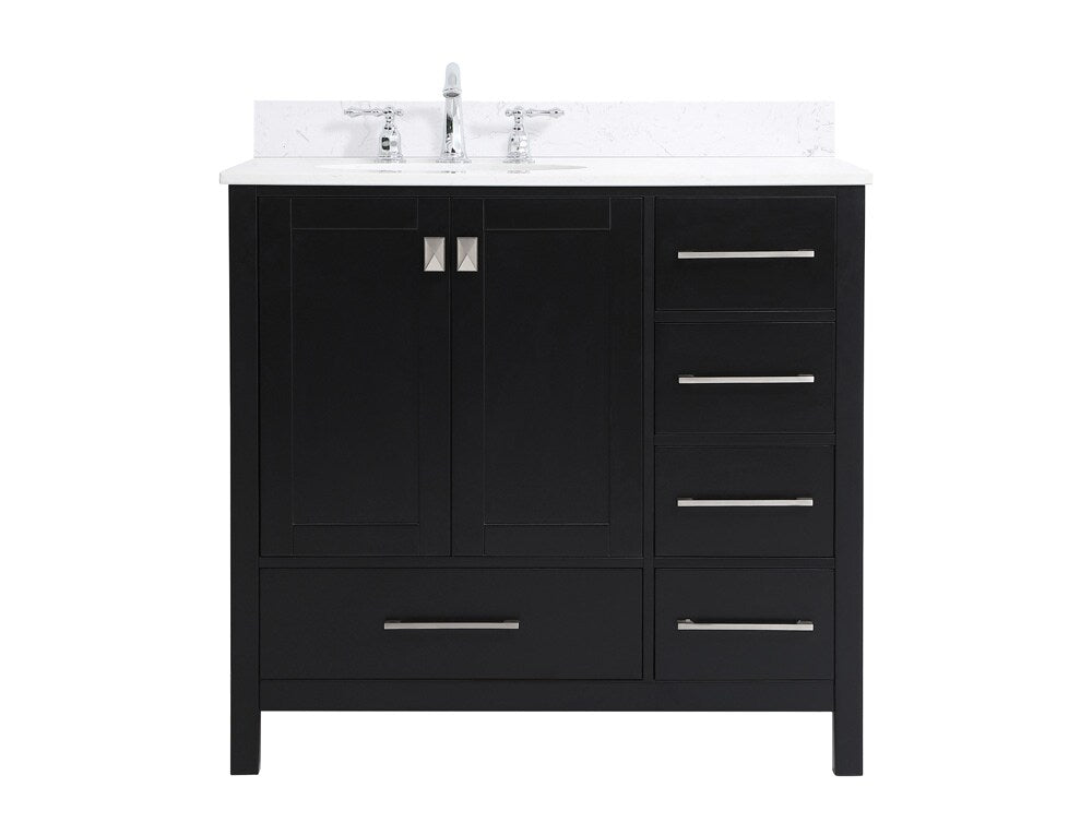 Elegant Furniture & Lighting - Irene 36 inch Single Bathroom Vanity in Black with Backsplash - VF18836BK-BS veiw 1