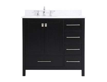 Elegant Furniture & Lighting - Irene 36 inch Single Bathroom Vanity in Black with Backsplash - VF18836BK-BS veiw 1