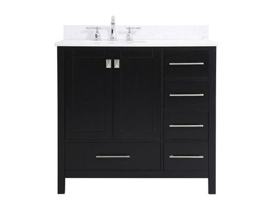 Elegant Furniture & Lighting - Irene 36 inch Single Bathroom Vanity in Black with Backsplash - VF18836BK-BS veiw 1