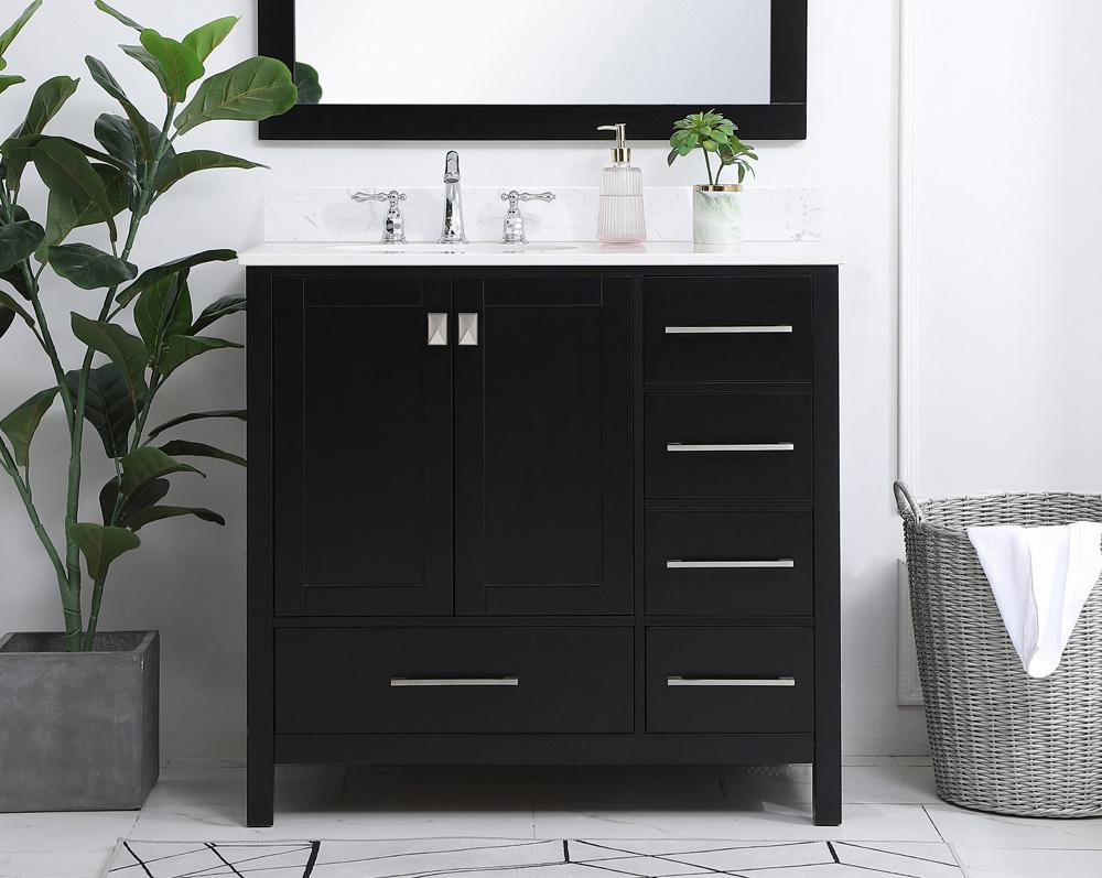 Elegant Furniture & Lighting - Irene 36 inch Single Bathroom Vanity in Black with Backsplash - VF18836BK-BS veiw 2