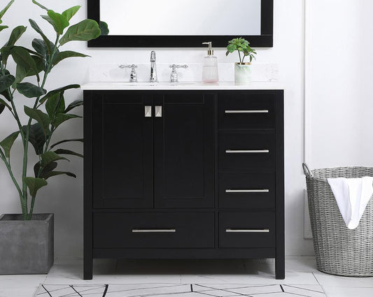 Elegant Furniture & Lighting - Irene 36 inch Single Bathroom Vanity in Black with Backsplash - VF18836BK-BS veiw 2