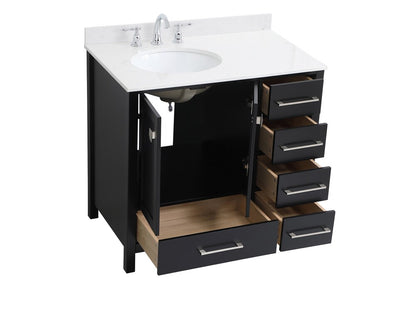 Elegant Furniture & Lighting - Irene 36 inch Single Bathroom Vanity in Black with Backsplash - VF18836BK-BS veiw 3