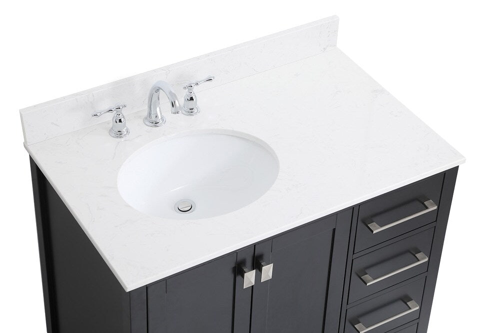Elegant Furniture & Lighting - Irene 36 inch Single Bathroom Vanity in Black with Backsplash - VF18836BK-BS veiw 4
