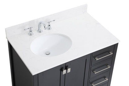 Elegant Furniture & Lighting - Irene 36 inch Single Bathroom Vanity in Black with Backsplash - VF18836BK-BS veiw 4