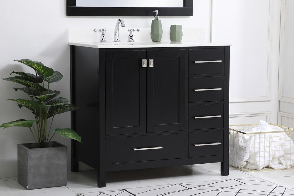 Elegant Furniture & Lighting - Irene 36 inch Single Bathroom Vanity in Black with Backsplash - VF18836BK-BS veiw 8