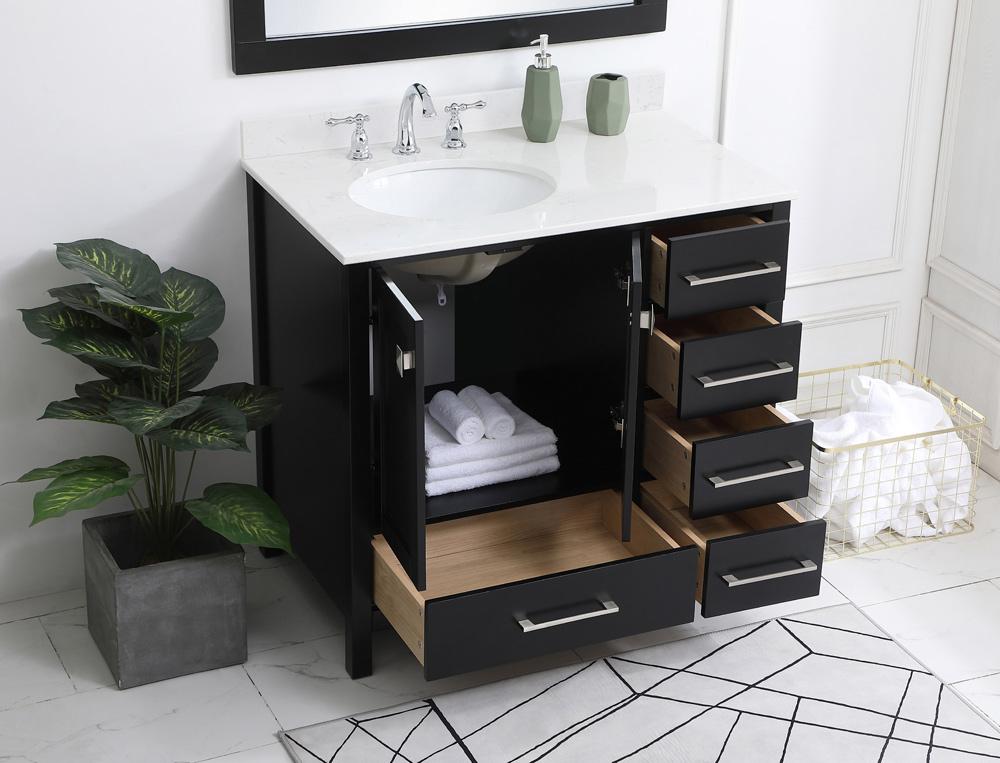 Elegant Furniture & Lighting - Irene 36 inch Single Bathroom Vanity in Black with Backsplash - VF18836BK-BS veiw 9