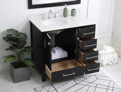 Elegant Furniture & Lighting - Irene 36 inch Single Bathroom Vanity in Black with Backsplash - VF18836BK-BS veiw 9
