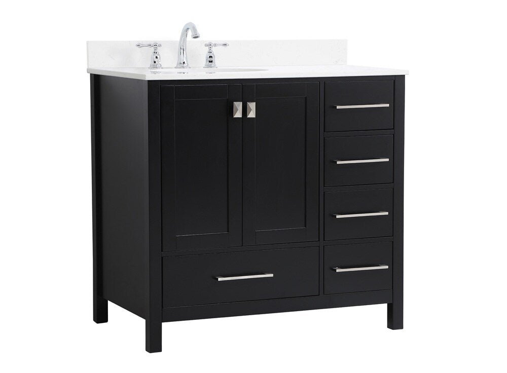 Elegant Furniture & Lighting - Irene 36 inch Single Bathroom Vanity in Black with Backsplash - VF18836BK-BS veiw 14