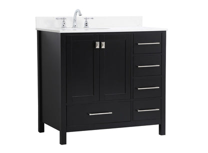Elegant Furniture & Lighting - Irene 36 inch Single Bathroom Vanity in Black with Backsplash - VF18836BK-BS veiw 14