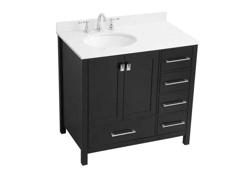 Elegant Furniture & Lighting - Irene 36 inch Single Bathroom Vanity in Black with Backsplash - VF18836BK-BS veiw 15