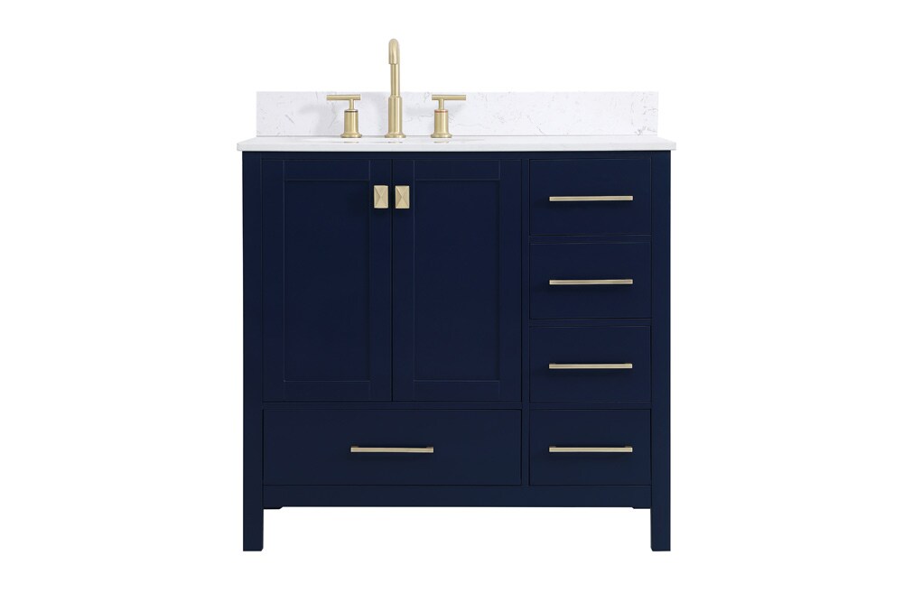 Elegant Furniture & Lighting - Irene 36 inch Single Bathroom Vanity in Blue with Backsplash - VF18836BL-BS veiw 1