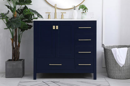 Elegant Furniture & Lighting - Irene 36 inch Single Bathroom Vanity in Blue with Backsplash - VF18836BL-BS veiw 2
