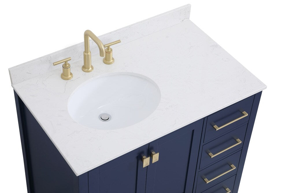 Elegant Furniture & Lighting - Irene 36 inch Single Bathroom Vanity in Blue with Backsplash - VF18836BL-BS veiw 3