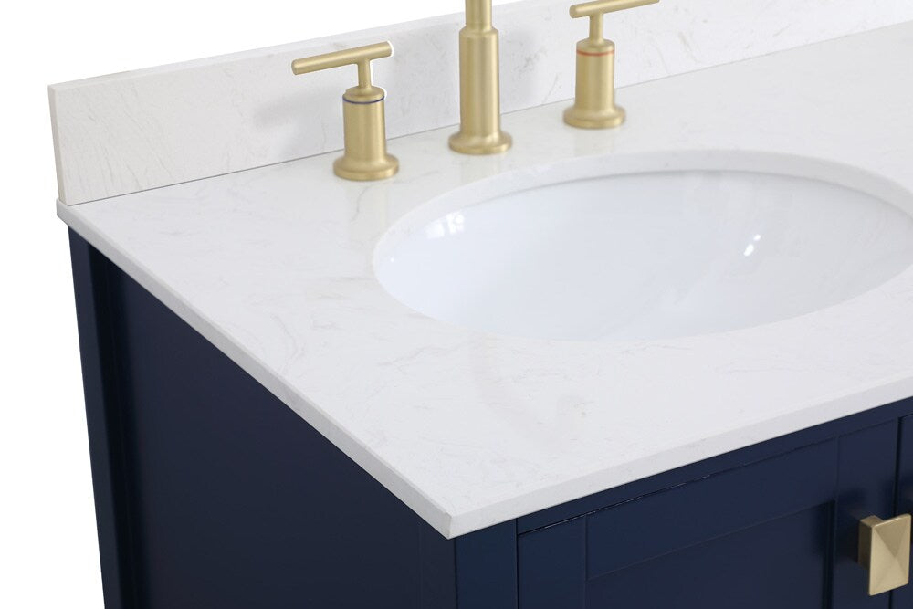 Elegant Furniture & Lighting - Irene 36 inch Single Bathroom Vanity in Blue with Backsplash - VF18836BL-BS veiw 5