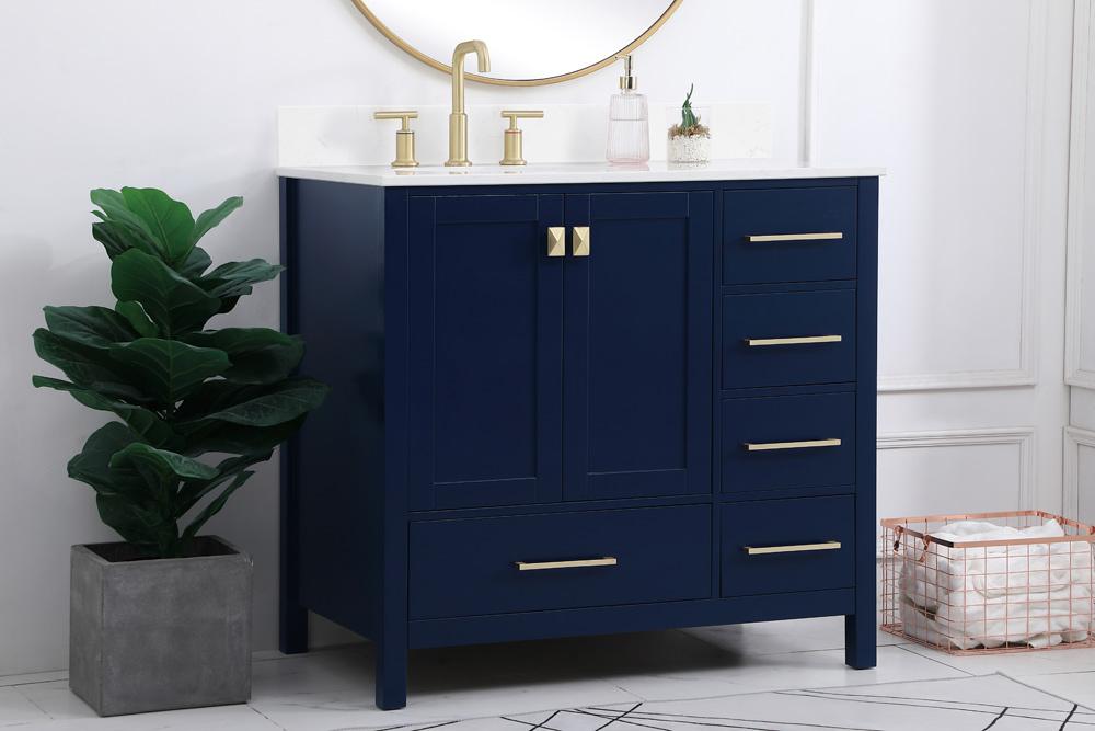 Elegant Furniture & Lighting - Irene 36 inch Single Bathroom Vanity in Blue with Backsplash - VF18836BL-BS veiw 8