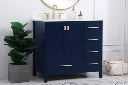 Elegant Furniture & Lighting - Irene 36 inch Single Bathroom Vanity in Blue with Backsplash - VF18836BL-BS veiw 8
