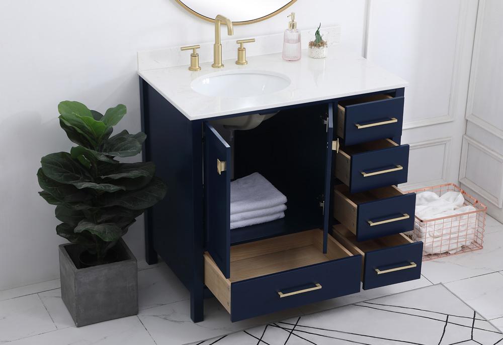 Elegant Furniture & Lighting - Irene 36 inch Single Bathroom Vanity in Blue with Backsplash - VF18836BL-BS veiw 9