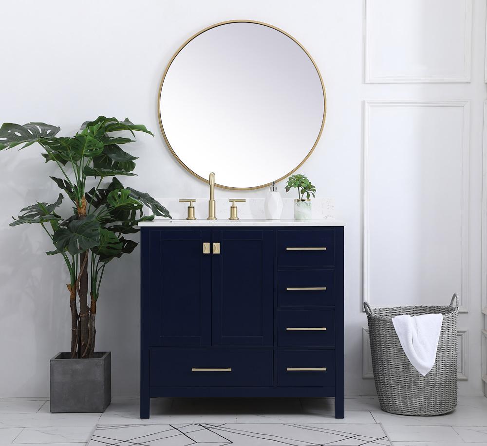 Elegant Furniture & Lighting - Irene 36 inch Single Bathroom Vanity in Blue with Backsplash - VF18836BL-BS veiw 10