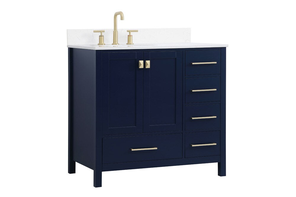 Elegant Furniture & Lighting - Irene 36 inch Single Bathroom Vanity in Blue with Backsplash - VF18836BL-BS veiw 13