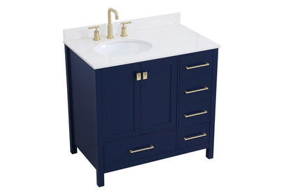 Elegant Furniture & Lighting - Irene 36 inch Single Bathroom Vanity in Blue with Backsplash - VF18836BL-BS veiw 14