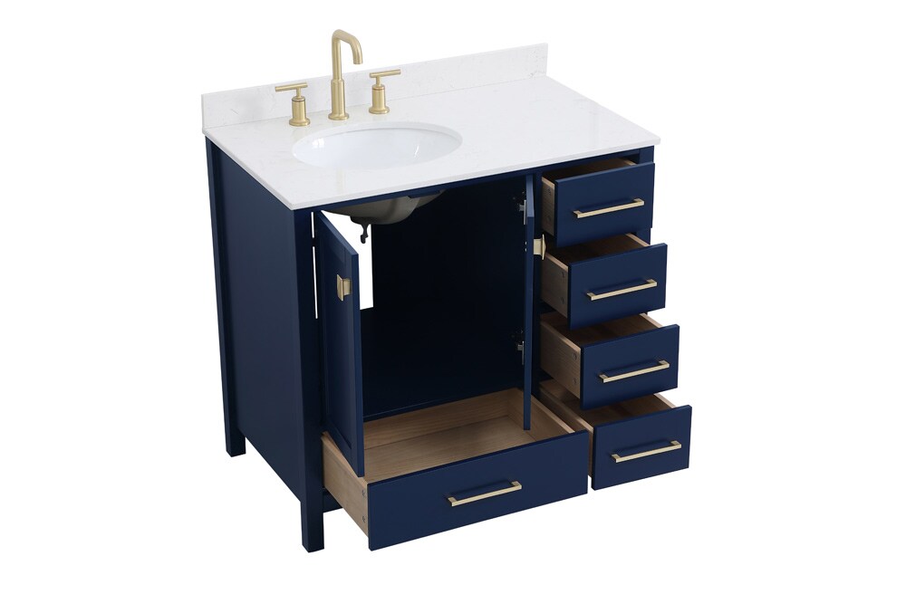 Elegant Furniture & Lighting - Irene 36 inch Single Bathroom Vanity in Blue with Backsplash - VF18836BL-BS veiw 15