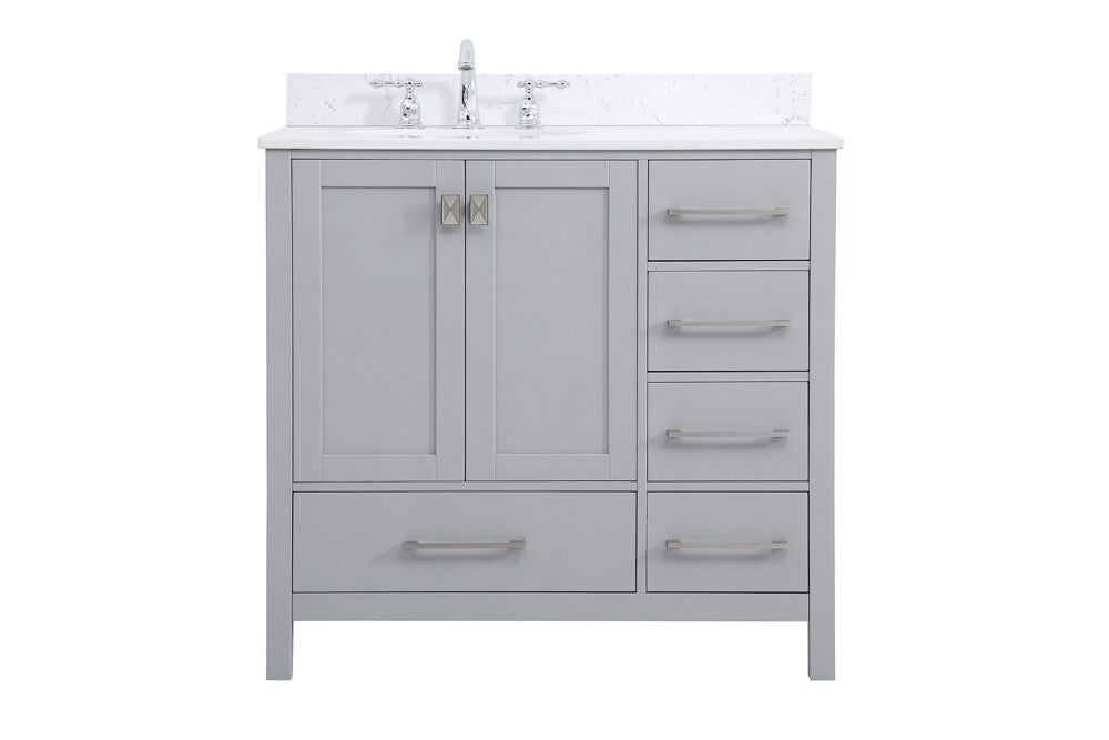 Elegant Furniture & Lighting - Irene 36 inch Single Bathroom Vanity in Gray with Backsplash - VF18836GR-BS veiw 1