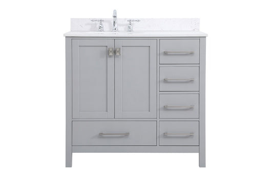 Elegant Furniture & Lighting - Irene 36 inch Single Bathroom Vanity in Gray with Backsplash - VF18836GR-BS veiw 1