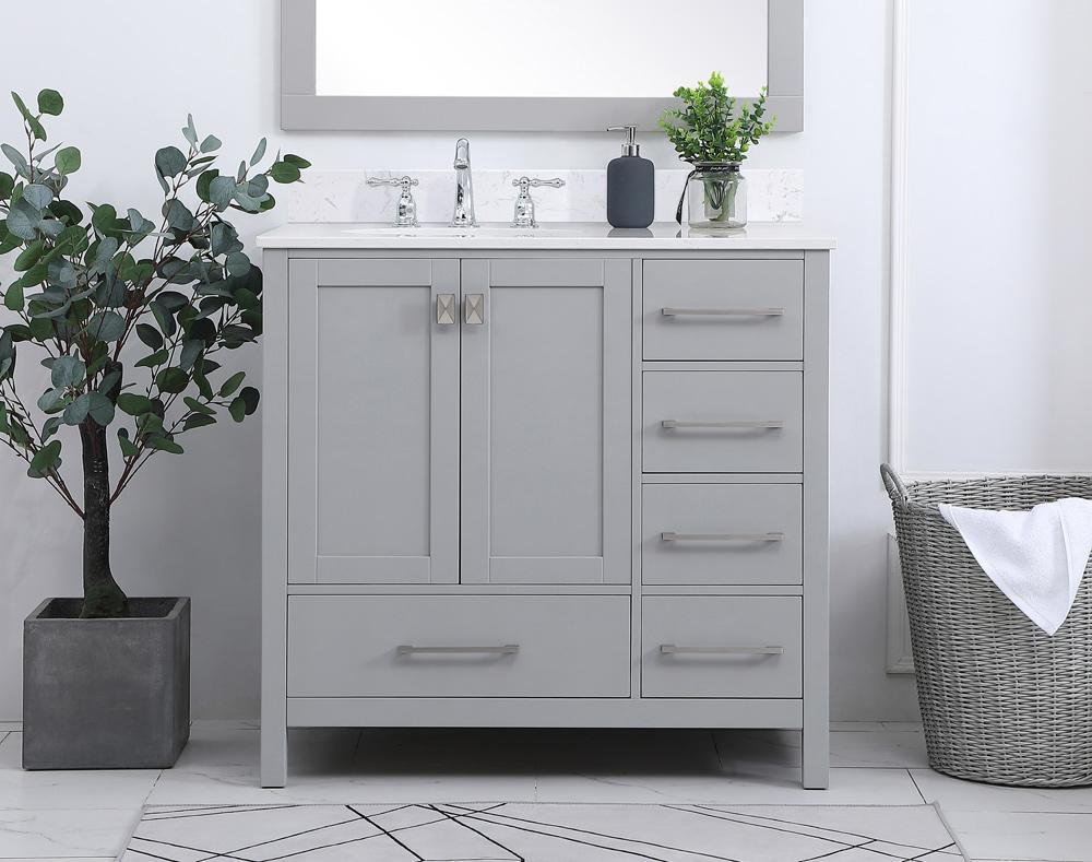 Elegant Furniture & Lighting - Irene 36 inch Single Bathroom Vanity in Gray with Backsplash - VF18836GR-BS veiw 2