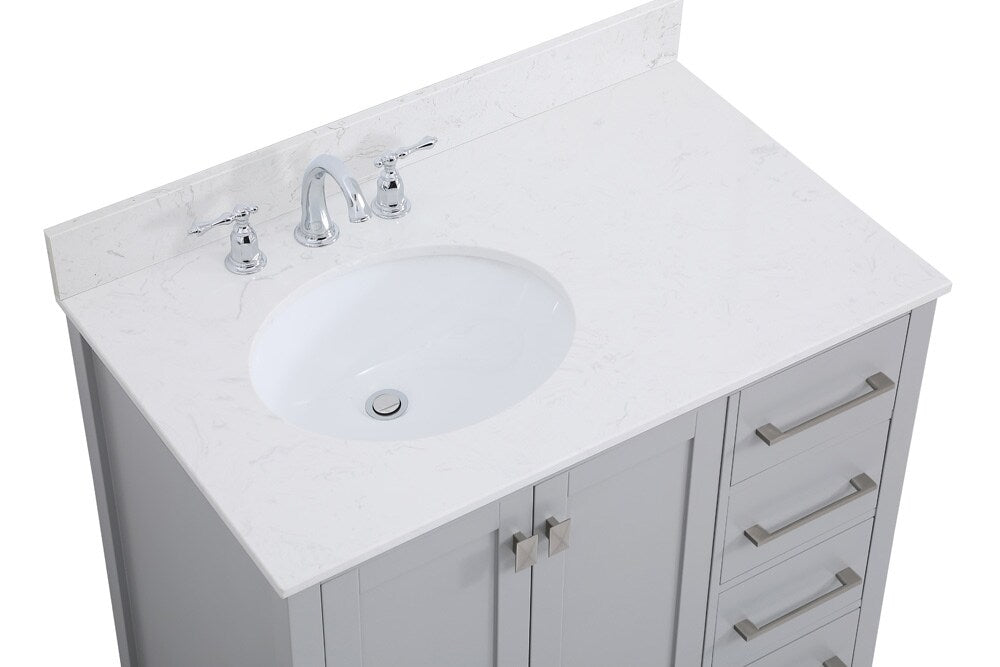 Elegant Furniture & Lighting - Irene 36 inch Single Bathroom Vanity in Gray with Backsplash - VF18836GR-BS veiw 3