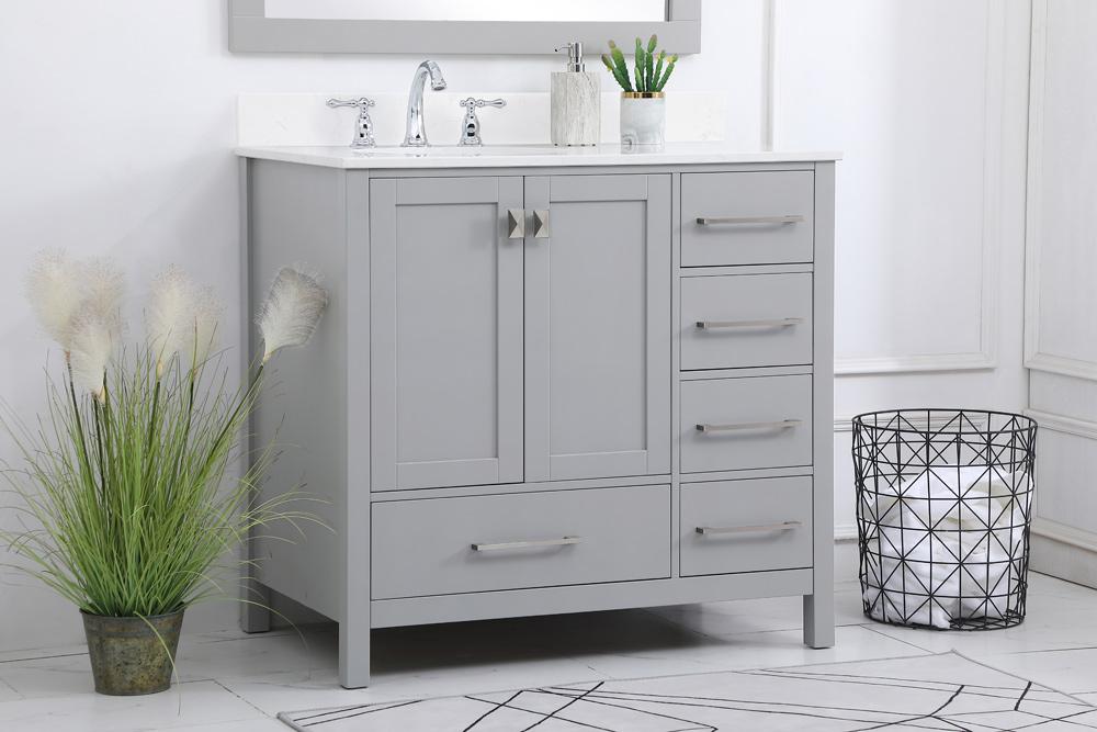 Elegant Furniture & Lighting - Irene 36 inch Single Bathroom Vanity in Gray with Backsplash - VF18836GR-BS veiw 8