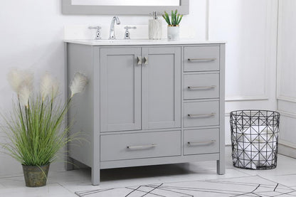 Elegant Furniture & Lighting - Irene 36 inch Single Bathroom Vanity in Gray with Backsplash - VF18836GR-BS veiw 8
