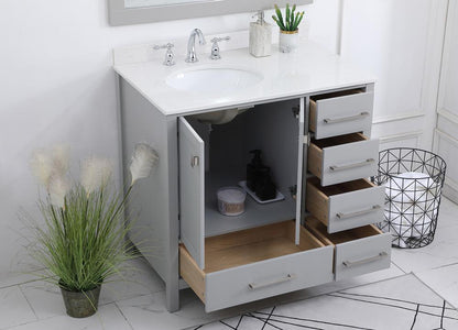 Elegant Furniture & Lighting - Irene 36 inch Single Bathroom Vanity in Gray with Backsplash - VF18836GR-BS veiw 9