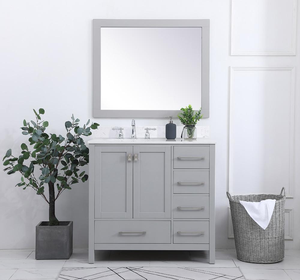 Elegant Furniture & Lighting - Irene 36 inch Single Bathroom Vanity in Gray with Backsplash - VF18836GR-BS veiw 10