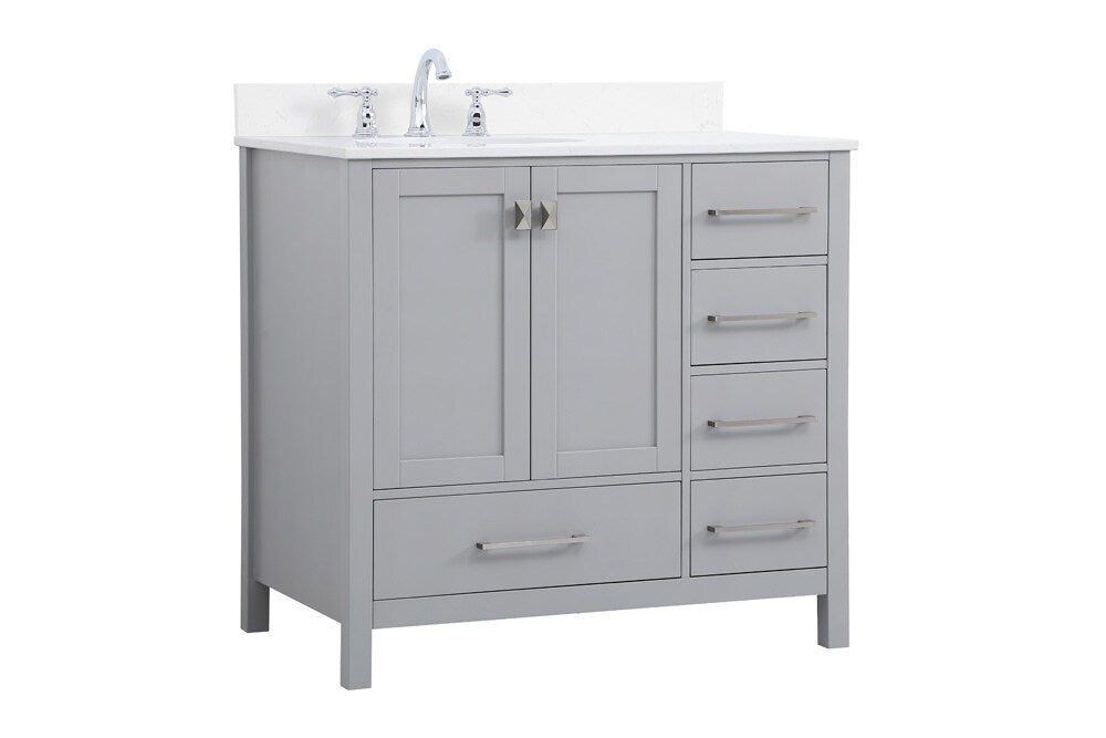 Elegant Furniture & Lighting - Irene 36 inch Single Bathroom Vanity in Gray with Backsplash - VF18836GR-BS veiw 13