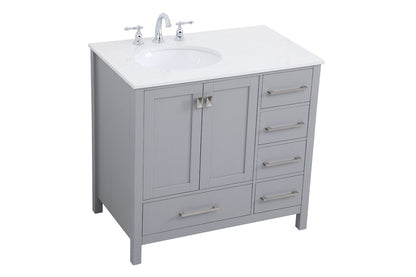 Elegant Furniture & Lighting - Irene 36 inch Single Bathroom Vanity in Gray with Backsplash - VF18836GR-BS veiw 14