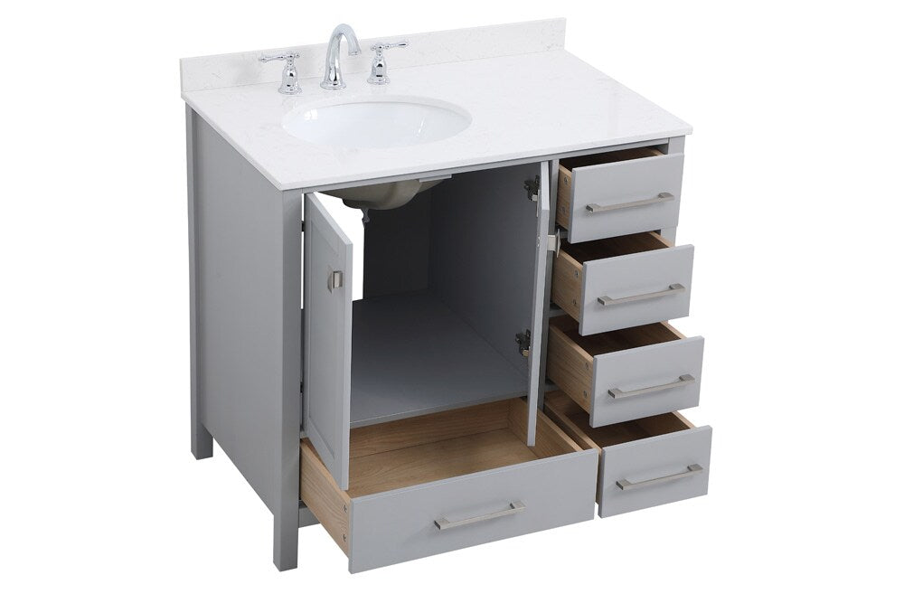 Elegant Furniture & Lighting - Irene 36 inch Single Bathroom Vanity in Gray with Backsplash - VF18836GR-BS veiw 15