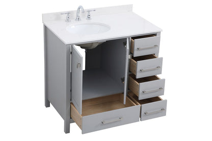 Elegant Furniture & Lighting - Irene 36 inch Single Bathroom Vanity in Gray with Backsplash - VF18836GR-BS veiw 15