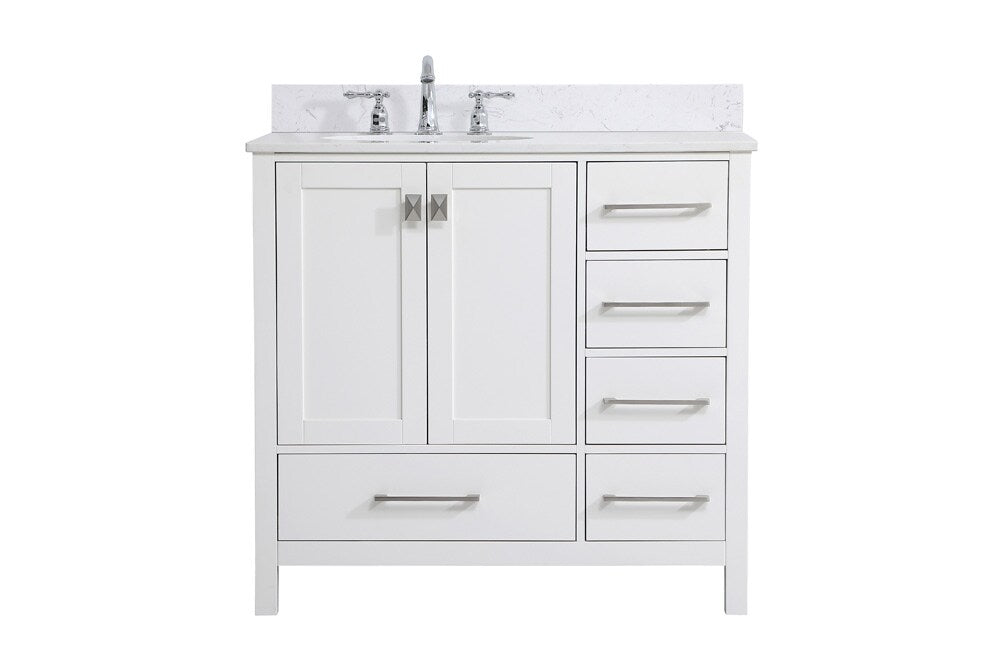 Elegant Furniture & Lighting - Irene 36 inch Single Bathroom Vanity in White with Backsplash - VF18836WH-BS veiw 1