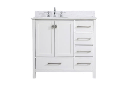 Elegant Furniture & Lighting - Irene 36 inch Single Bathroom Vanity in White with Backsplash - VF18836WH-BS veiw 1