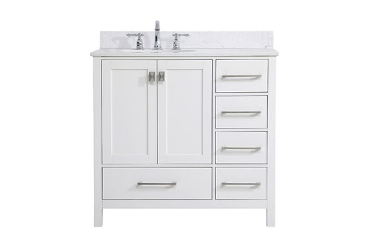 Elegant Furniture & Lighting - Irene 36 inch Single Bathroom Vanity in White with Backsplash - VF18836WH-BS veiw 1