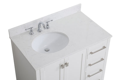 Elegant Furniture & Lighting - Irene 36 inch Single Bathroom Vanity in White with Backsplash - VF18836WH-BS veiw 3